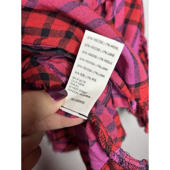 Free People Pacific Dawn Plaid Wool Blend Shirt Drawstring Waist Snap Front Med - Picture 7 of 10